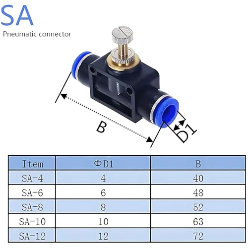 Vannes de régulation à emboîter pour ajuster le débit d'air SA 6mm