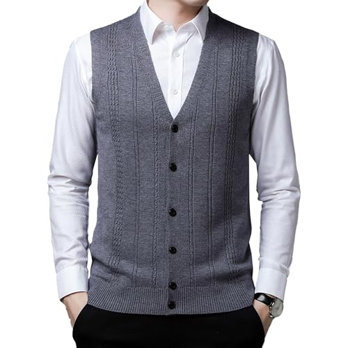 Suéter de algodón puro premium para hombre chaleco ligero cuello en V clásico
