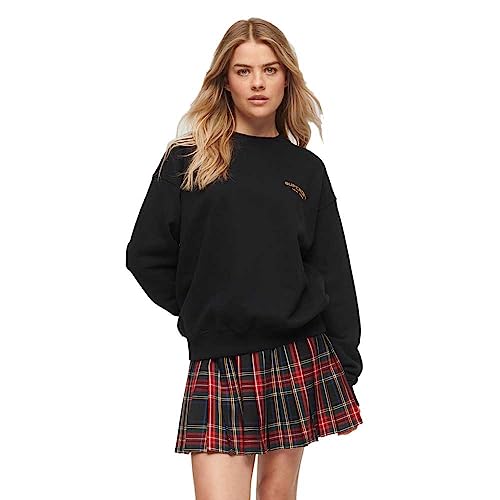 Image of Superdry Sweatshirt Sport Luxe Loose Crew Sweat Black/Gold 8 Women's, Black/Gold, UK 8