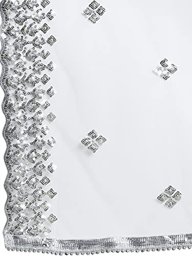 Floral Beige Woman's Indian Ethnic Chunni, Dupatta, Stole, Scarf Shawl Wrap Gotta Patti, Net2