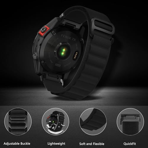 ZoRoll QuickFit 26 mm Strap for Garmin Enduro 3 / Fenix 8 51mm / 7X Pro Solar/7X/6X/5X, Sport G-Hook Replacement Band - Image 2