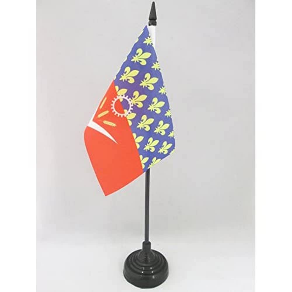 Drapeau De Table Essonne 15x10 Cm - Mini Drapeau Département Avec Hampe 25cm Et Socle Noir - 100% Polyester - AZ Flag - 10