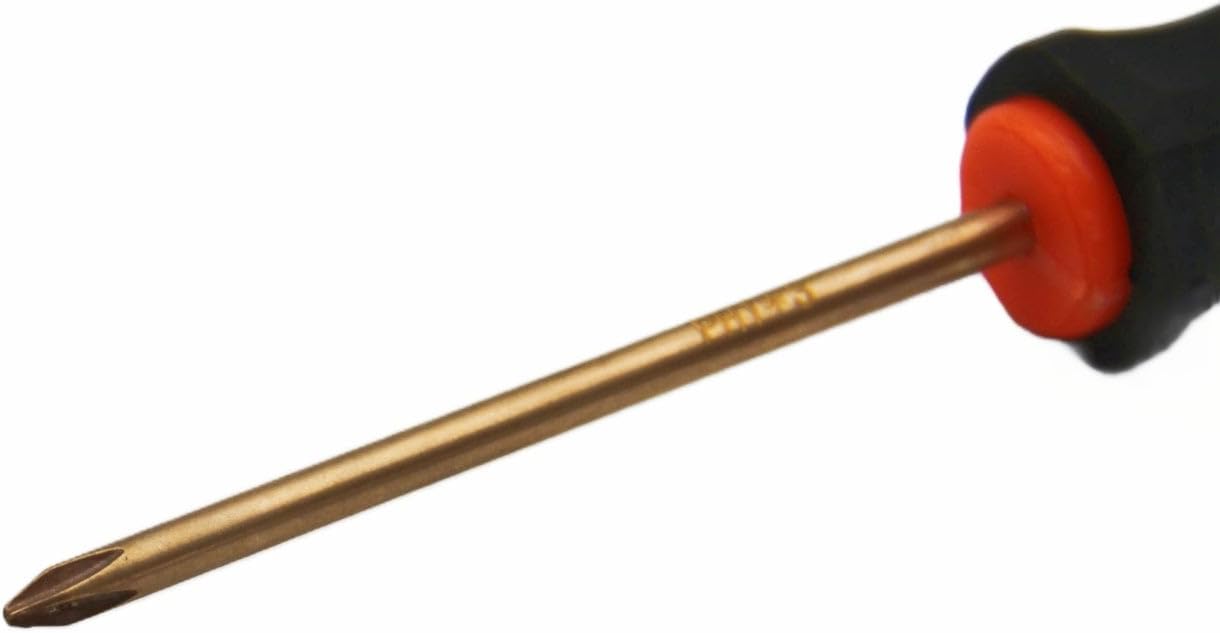 TMAX Non-Sparking PH1 screwdriver Phillips #1, Beryllium Bronze Non Spark, 3 Inch (75mm) Working Length, 6-1/4 inch (159mm) Total Length, Spark Free Safety, non-magnetic, corrosion-resistant