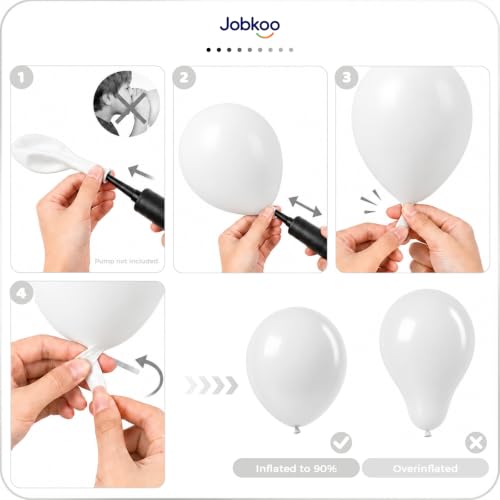 Image of Jobkoo White Balloons 50Pcs 12 Inch Wedding Bridal Engagement Latex Balloon