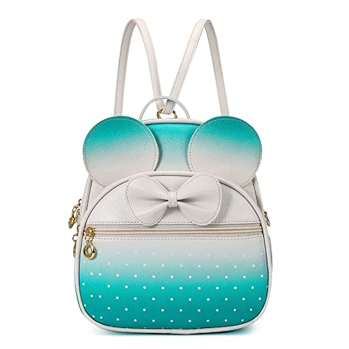 KL928 Girls Mini Backpack Bowknot Polka Dot Cute Daypacks Convertible Shoulder Bag Purse for Women White#green