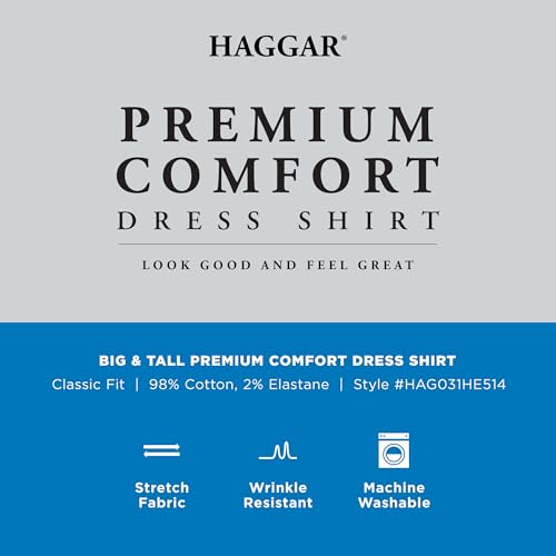 Haggar Mens Big and Tall Classic Fit Premium Comfort Wrinkle Resistant Dress Shirt Black by Haggar - Image 5