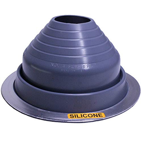 Flashers #4 Grey Silicone Round Metal Roof Pipe Flashing, 3" to 6-1/4"