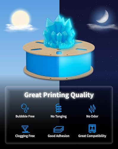 Image of DURAMIC 3D PLA Glow in The Dark Filament Luminous Neatly Wound 1.75mm 1Kg | 3D Printing Filament 1.75mm Dimensional Accuracy + /- 0.02 mm, Fit Most FDM 3D Printers Blue to Glow Blue