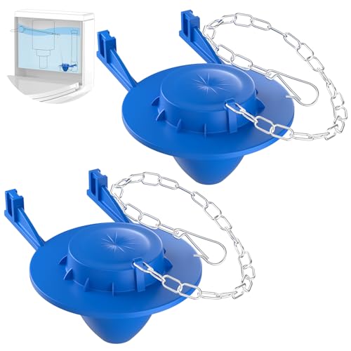 2 Pack Toilet Flapper Replacement Kit 2 Inch Universal Toilet Tank Flapper Fit for Kohler American Standard Toto Gerber Silicone Stopper Flapper with Stainless Steel Chain Easy to Install (2)