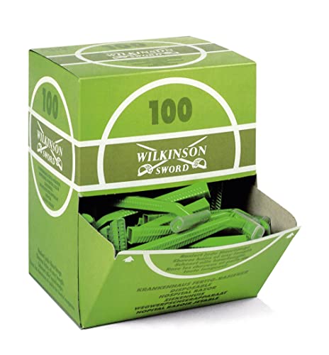 Wilkinson Sword Hospital - Caja de 100 Cuchillas de Afeitar Desechables con Caja Dispensadora Aptas para Uso Pre-Operatorio en Hospitales y Centros Sanitarios