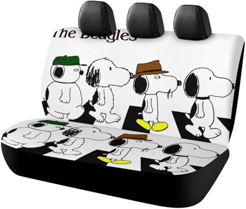 スヌーピー (3) カーシートカバー 車シートカバー 後部座席用 シート保護 おしゃれ カー用品 軽/普通車 汎用 後席クッションカバー 人気 四季通用