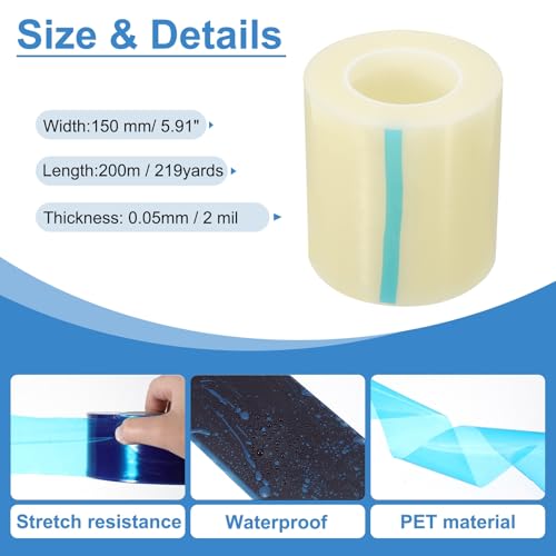 Image of PATIKIL Removable Protective Film Tape, 6 Inch x 656 ft PE Surface Protective Scratch Film Tape Roll for Furniture Electrical Appliances Plastic Hardware Medium Stickiness Clear