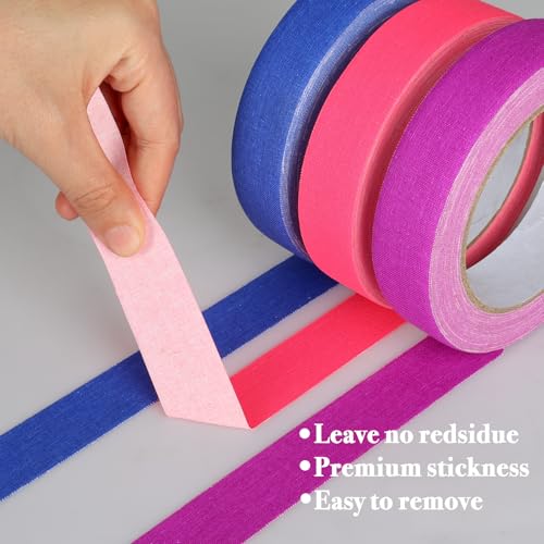 Image of GEYYANG Spike Tape, 1 inch x 20 Yards Purple Fluorescent Gaffers Tape, Black Light UV Reactive, Multipurpose Fluorescent for Stage Marking, Party and Art Crafts