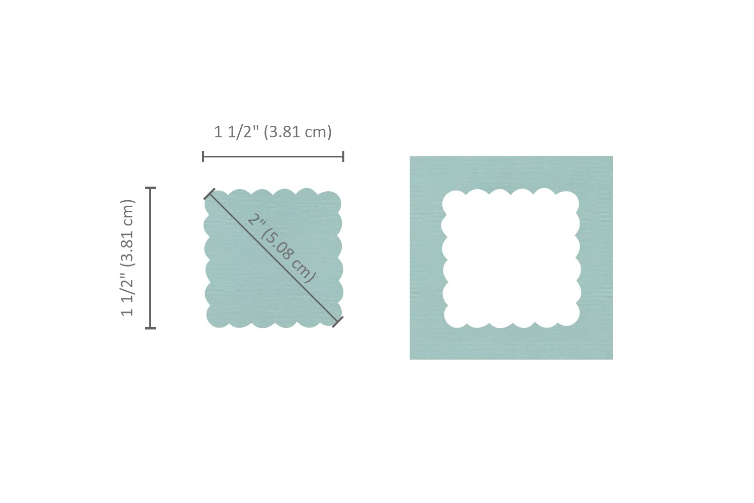 Bira Craft 1 1/2 x 1 1/2 inch Scalloped Square Lever Action Craft Punch for Paper Crafting (2 inch Square Measured diagonally)