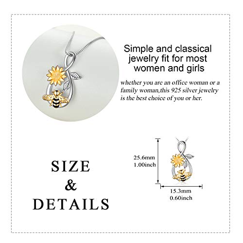Bee Necklace Sterling Silver Infinity Love Pendant Necklace with Rose Flower Jewelry Gifts for Women Teens3