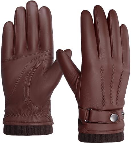 Herren Winter Lederhandschuhe Warme Kaschmirhandschuhe Touchscreen-Funktion | Autofahrerhandschuhe, wärmespeichernd, Stretch-Passform