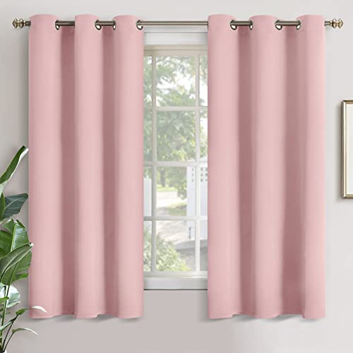 Image of YoungsTex Light Pink Room Darkening Curtains 68 Inch Length - Bedroom Drapes with Grommet Privacy for Living Room, 2 Panels, 42 x 68 Inch