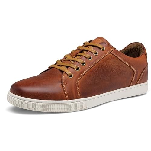 Jousen Men's Sneakers Leather Casual Shoes for Men Business Lace Up Dress Sneaker Mens Shoe