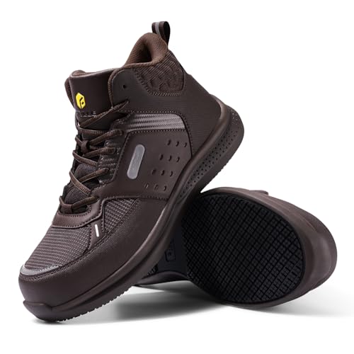 Image of FitVille Wide Work Boots for Men Composite Toe Safety Work Shoes Slip-Resistant Work Boots Waterproof Lightweight - SteelCore