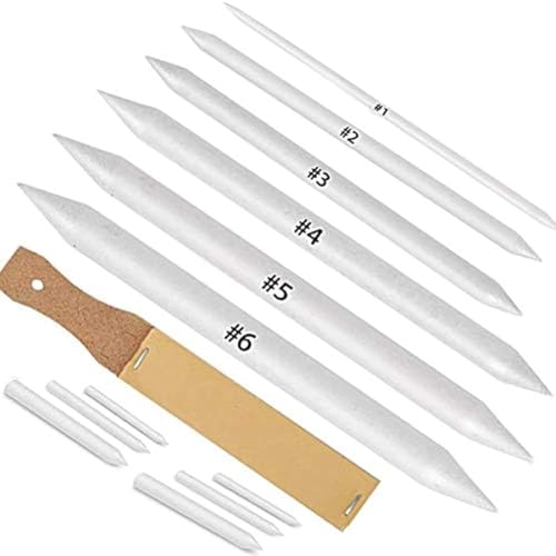 Bloepum 12 PCS Blending Stumps and Tortillions Paper Art Blenders with Sandpaper Pencil Sharpener Pointer for Student Artist