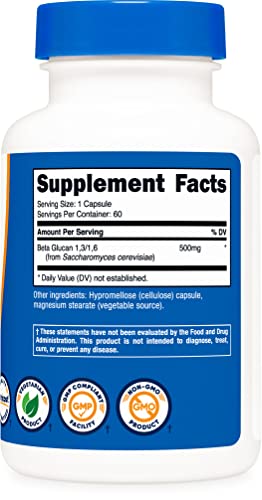 Nutricost β-グルカン 500mg 60カプセル