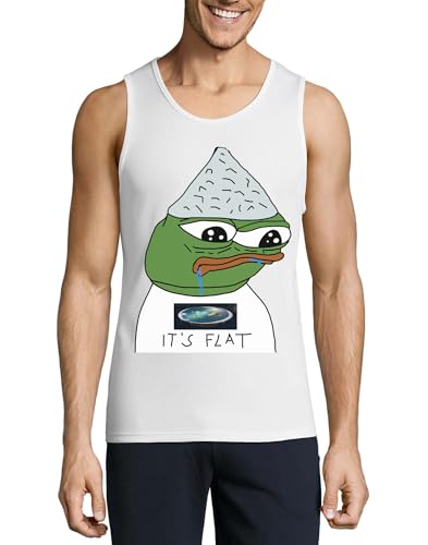 Camiseta sin mangas Pepe de algodón blanco con diseño de Tierra plana para hombre