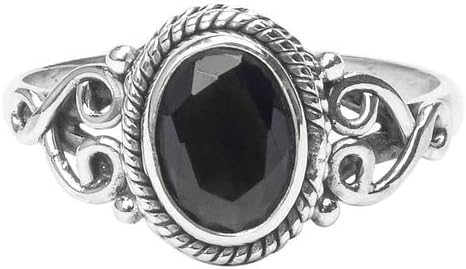 Vista 2 de Anillo de plata de ley 925 con piedra de turmalina negra para mujer, hecho a mano, joyería de Navidad, regalo para ella