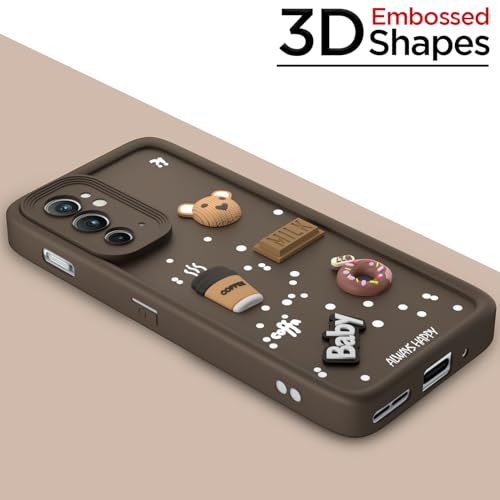Image of Pikkme Back Cover for Oneplus 9RT 5G | Cute Fun Cartoon 3D Bear Silicone Full Body Protection Bumper Case (Brown)