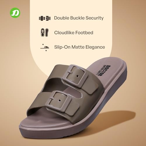 Image of DOCTOR EXTRA SOFT Women's Classic Cushion Sliders /Slippers with Adjustable Buckle Strap for Adult | Comfortable & LightWeight| Stylish & Anti-Skid|Waterproof & Everyday Flip Flops Ladies /Girls New-523