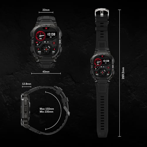Image of CARBINOX Blaze Smart Watch with GPS (Sport Mode), Fitness Tracker Waterproof IP69K, Compatible with Android and iOS, 170+ Sports Modes, Make /Receive Calls (Square Ultimate Pack)