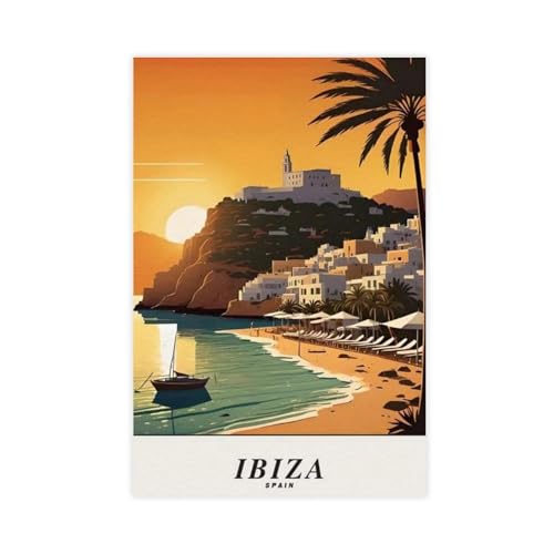 Poster Ibiza Espagne sur toile 30x45 cm pour décoration de chambre et bureau