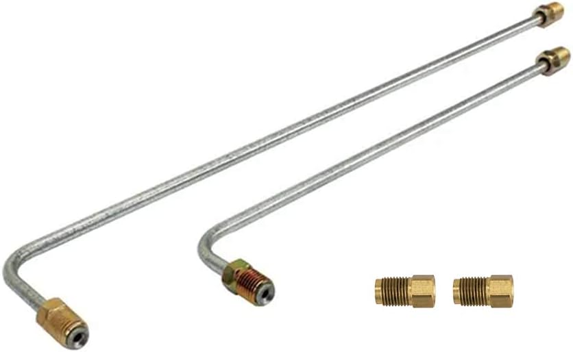 Speedway Motors Dual Outlet Master Cylinder Steel Dual Brake Line Kit with Two Adapter Fittings for Easy Installation, Features Tight 90 Degree Bends