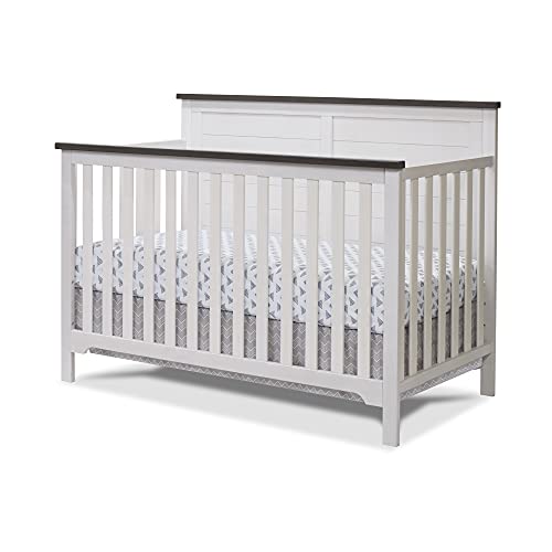 Sorelle Furniture Farmhouse 3-Piece Nursery Set With 4-In-1 Convertible Crib, 4-Drawer Dresser, And Changing Table With Shelves, Baby Furniture Made Of Wood, Non-Toxic Finish-Chocolate And White #TOP1