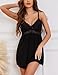 Ababoon Womens Sleepwear Lace Lingerie Chemises V Neck Full Slip Babydoll Nightgowns Sexy Sleep Dress Black