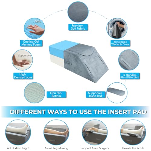Elevation Pillows for Leg After Surgery, Memory Foam Adjustable Wedge Pillow with Shower Cast Cover, Urinal Bottle & Grabber Reacher | After Surgery Must Haves, Reduces Swelling & Supports Circulation — view 4