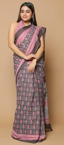 Saree de algodón indio para evitar el calor con blusa para coser a tu talla 2