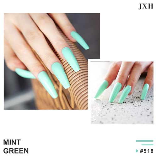 Jxh Pastel Green Gel Nail Polish, 15Ml Mint Green Macaron Soak Off Gel Nail Polish, Nail Gel Polish Colors, Professional Uv Led Nail Art Manicure For Salon Designs And Home Diy Use 0.5 Oz #TOP1
