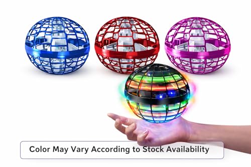 Image of Magic Flying Orb Spinner Toy for Kids - Pink Color | Hand Sensor Rechargeable LED Flying Ball | Hover Drone Boomerang Spinner Toy for Boys & Girls 6-12 Years (Red Golden)