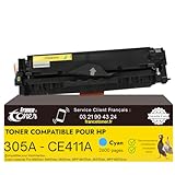 HAUT RENDEMENT – Jusqu’à 2600 pages : Toner compatible pour HP 305A CE410A CE411A CE412A CE413A offrant un rendement supérieur (2200 pages pour le toner noir et 2600 pages pour chaque toner de couleur - Cyan, Magenta, Jaune - à 5% de couverture papier A4) pour des impressions nettes et durables, idéale pour un usage quotidien ou professionnel.