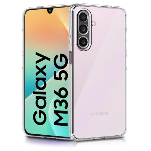 Image of Amazon Brand-Solimo Mobile Cover for Samsung Galaxy M36 5G / F36 5G (Soft & Shockproof Back Case with inbuilt Cushioned Edges), Clear
