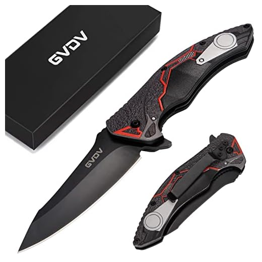 GVDV Pocket Knife with 7CR17 Steel, Assisted Opening Flipper Knife with Pocket Clip, Safety Lock, Folding Knife for Camping Hiking Fishing