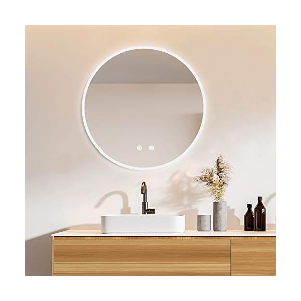 IDÉOVIE® LED Bad Spiegel 80x60cm, Badezimmerspiegel mit integrierter LED Beleuchtung, Touch-Schalter + Speicherfunktion…