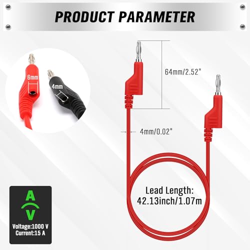 Image of SWANLAKE 5-Piece Dual-Ended Banana Plug Test Leads, 1000V 15A 3.5ft /1M Multimeter Electrical 4mm Banana-Plug, Flexible Copper Banana Cable, Electrical Test Wires