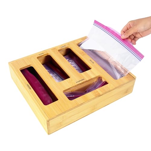 Bag Storage Organizer Compatible with Ziploc Gallon, Quart, Sandwich & Snack Sized Slider...