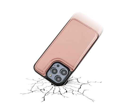 Capa Carteira de Couro Sintético Para iPhone 14 Pro - Tela 6.1 (Rosé Gold)