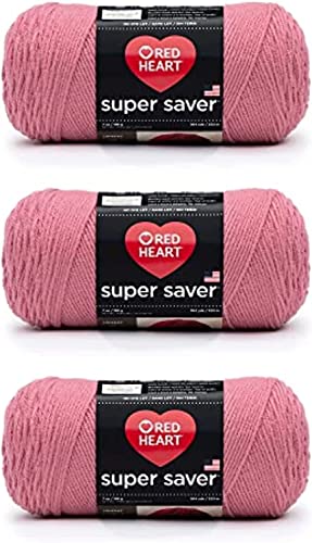 Image of Red Heart Super Saver Light Raspberry Yarn - 3 Pack of 198g /7oz - Acrylic - 4 Medium (Worsted) - 364 Yards - Knitting /Crochet