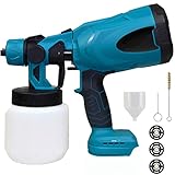 Akku Farbsprühsystem,18V Farbsprühsystem Ersatz für Makita Lackierpistole zum Streichen von Wänden Decken Decken Möbel Gartenzaun Sprühgerät 800ml Abnehmbarer Behälter(ohne Akku, ohne Ladegerät)