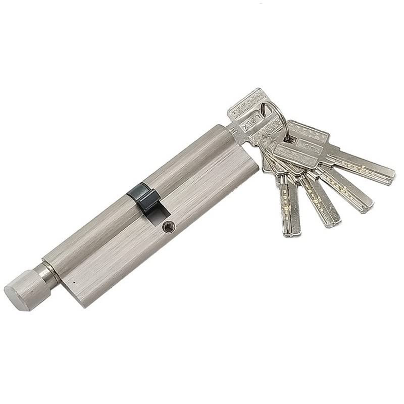 Serratura a pomello con chiave, Serratura A Cilindro Asimmetrico In Ottone Zinco Con Pomello Resistente Al Bump-Pick-Drill 5 Chiavi(40x30t)