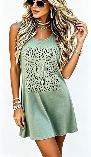 Image of LLHXRUI Sundresses for Women Sleeveless Boho Summer Dress Elegant Vacation Tank Dresses Casual Tunic Short Sun Dress