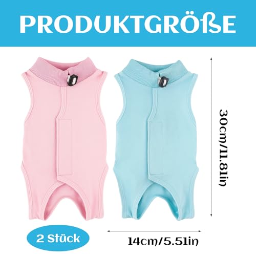 2 Stück Postoperative Katzenbekleidung, Katzenbody Nach Op, Katzen Body Für Katzen Operation, Bequeme Kleidung In Blau Und Rosa